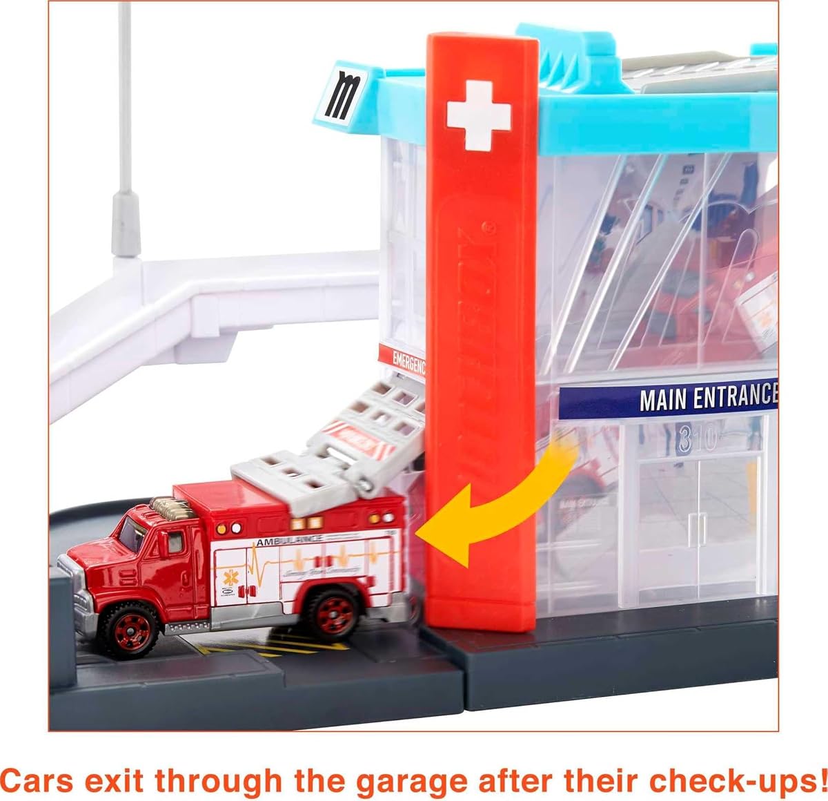 Cars Playset, Action Drivers Helicopter Rescue & 1:64 Scale Ambulance & Helico — view 5