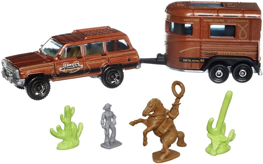 Hitch & Haul Vehicle Playset - Cowboy Rodeo Round-Up ~ 6 Piece Set ~ SUV Inspi — view 2