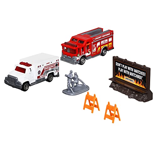 Hitch & Haul Vehicle Playset - Fire Rescue ~ 6 Piece Set ~ Hazmat Response Tru