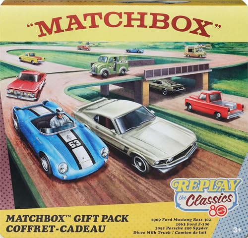 Mattel 80Th Anniversary 4-Pack Of 1:64 Scale Cars & Trucks With Moving Parts