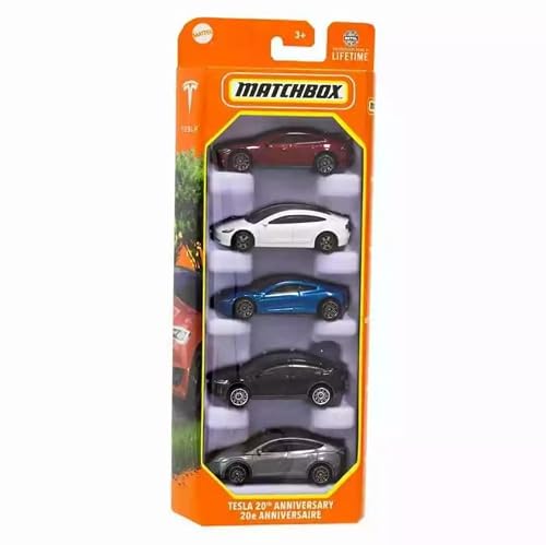 Tesla 20th Anniversary 5 Pack - 1:64 Scale, Model S, Model 3, X, Y, 2020 Roads